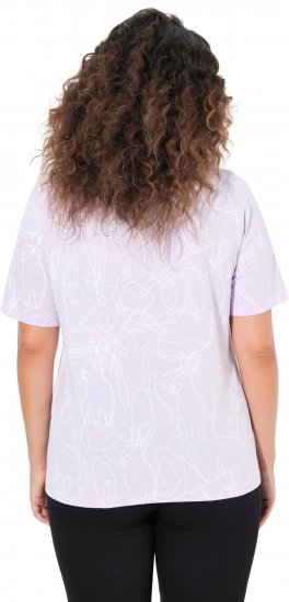 Ulla Popken Abstract Animal Print Short Sleeve Tee Lavender - Trykte T-shirts til kvinder - 