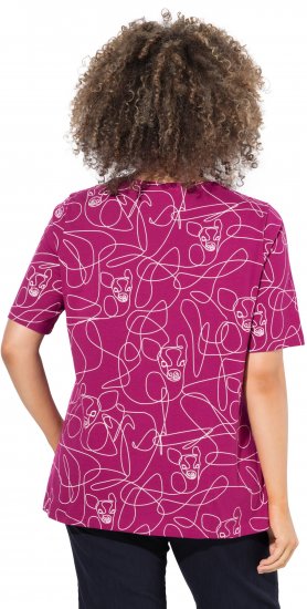 Ulla Popken Abstract Animal Print Short Sleeve Tee Magnolia Red - Trykte T-shirts til kvinder - Printede T-shirts til Damer