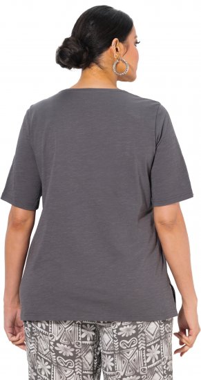 Ulla Popken Cactus Short Sleeve Graphic Tee Graphite Grey - Trykte T-shirts til kvinder - 