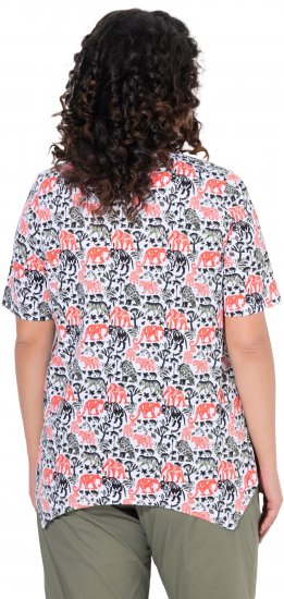 Ulla Popken Half-sleeve A-line V-neck Pointed Hem Animal Pattern T-shirt Snow White - Trykte T-shirts til kvinder - 