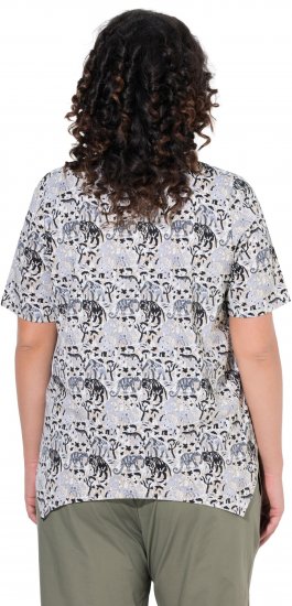 Ulla Popken Half-sleeve A-line V-neck Pointed Hem Animal Pattern T-shirt Moss - Trykte T-shirts til kvinder - 