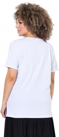 Ulla Popken Bow Short Sleeve Graphic Tee Snow White - Trykte T-shirts til kvinder - Printede T-shirts til Damer