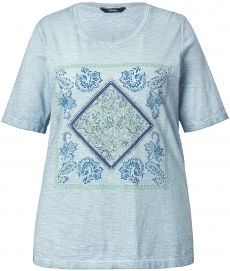 Ulla Popken Paisley Short Sleeve Graphic Tee Light Moss Green - Trykte T-shirts til kvinder - 