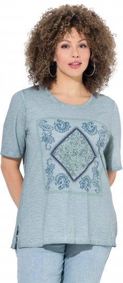 Ulla Popken Paisley Short Sleeve Graphic Tee Light Moss Green - Trykte T-shirts til kvinder - 