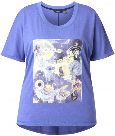 Ulla Popken Lady Of The Moon Short Sleeve Graphic Tee Lavender - Trykte T-shirts til kvinder - 