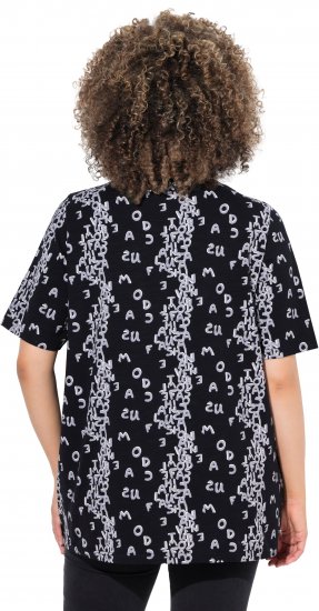 Ulla Popken Letter Print Short Sleeve Tee Black - Trykte T-shirts til kvinder - Printede T-shirts til Damer