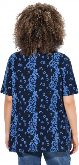 Ulla Popken Letter Print Short Sleeve Tee Navy - Trykte T-shirts til kvinder - Printede T-shirts til Damer