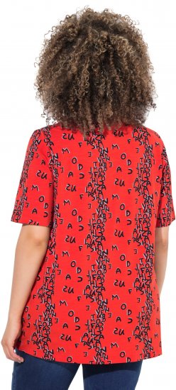 Ulla Popken Letter Print Short Sleeve Tee Red - Trykte T-shirts til kvinder - Printede T-shirts til Damer
