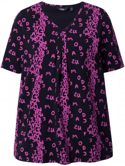 Ulla Popken Letter Print Short Sleeve Tee Magnolia Red - Trykte T-shirts til kvinder - 