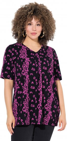 Ulla Popken Letter Print Short Sleeve Tee Magnolia Red - Trykte T-shirts til kvinder - 