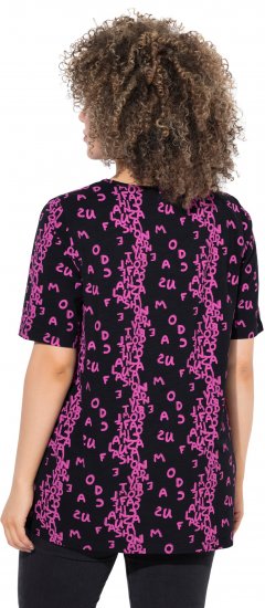 Ulla Popken Letter Print Short Sleeve Tee Magnolia Red - Trykte T-shirts til kvinder - 