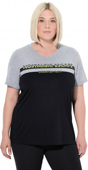 Ulla Popken Nostalgic Escape Performance T-Shirt Black - Trykte T-shirts til kvinder - 