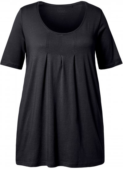 Ulla Popken Essential Front Pleat Tee Black - T-shirts - T-shirts til kvinder