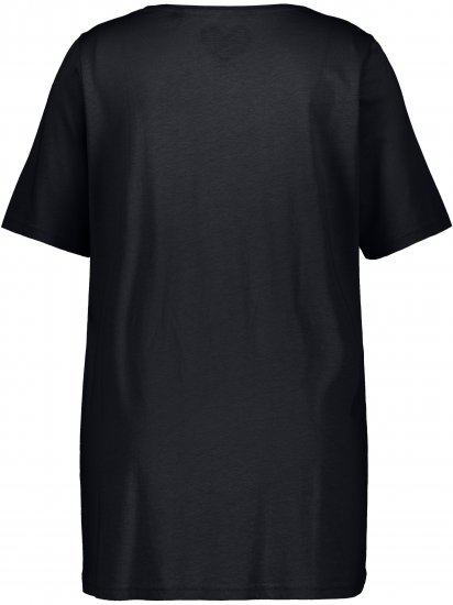 Ulla Popken Essential Front Pleat Tee Black - T-shirts - T-shirts til kvinder