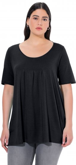 Ulla Popken Essential Front Pleat Tee Black - T-shirts - T-shirts til kvinder