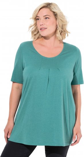 Ulla Popken Essential Front Pleat Tee Green - T-shirts - T-shirts til kvinder
