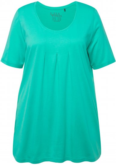Ulla Popken Essential Front Pleat Tee Turquoise Green - T-shirts - T-shirts til kvinder