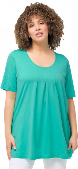 Ulla Popken Essential Front Pleat Tee Turquoise Green - T-shirts - T-shirts til kvinder