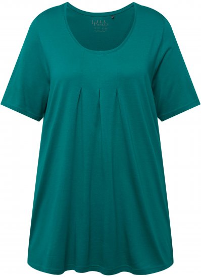 Ulla Popken Essential Front Pleat Tee Dark Emerald - T-shirts - T-shirts til kvinder