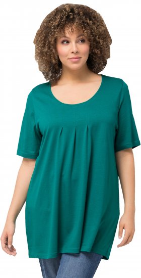 Ulla Popken Essential Front Pleat Tee Dark Emerald - T-shirts - T-shirts til kvinder