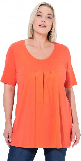 Ulla Popken Essential Front Pleat Tee Pink Coral - T-shirts - 
