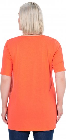 Ulla Popken Essential Front Pleat Tee Pink Coral - T-shirts - 