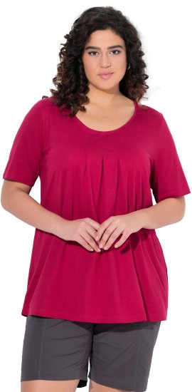 Ulla Popken Essential Front Pleat Tee Dark Raspberry - T-shirts - 