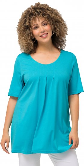 Ulla Popken Essential Front Pleat Tee Deep Aqua - T-shirts - T-shirts til kvinder