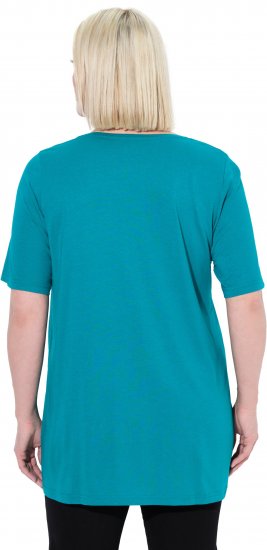 Ulla Popken Essential Front Pleat Tee Teal - T-shirts - 