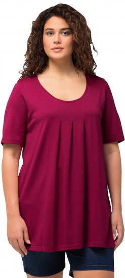 Ulla Popken Essential Front Pleat Tee Magnolia Red - T-shirts - 