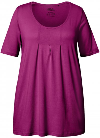 Ulla Popken Essential Front Pleat Tee Berry - T-shirts - T-shirts til kvinder