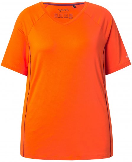 Ulla Popken Piping Accent Functional UVP 50+ Stretch Knit Top Orange Red - T-shirts - 