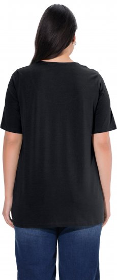 Ulla Popken Essential Notch Neck Stretch Tee Black - T-shirts - 