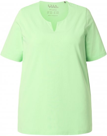 Ulla Popken Essential Notch Neck Stretch Tee Light Green - T-shirts - T-shirts til kvinder