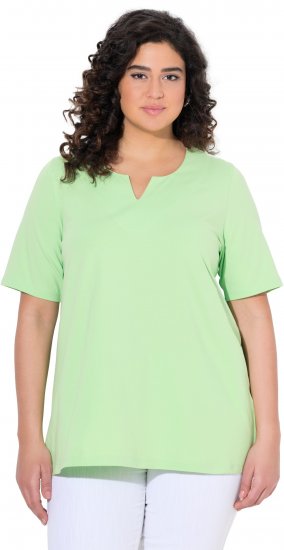 Ulla Popken Essential Notch Neck Stretch Tee Light Green - T-shirts - T-shirts til kvinder