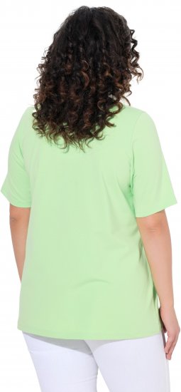 Ulla Popken Essential Notch Neck Stretch Tee Light Green - T-shirts - T-shirts til kvinder