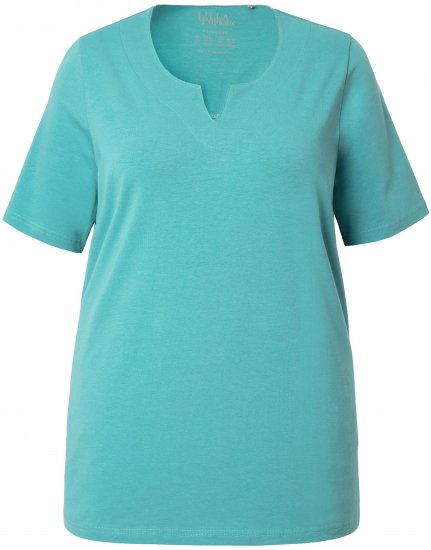 Ulla Popken Essential Notch Neck Stretch Tee Pale Green - T-shirts - 