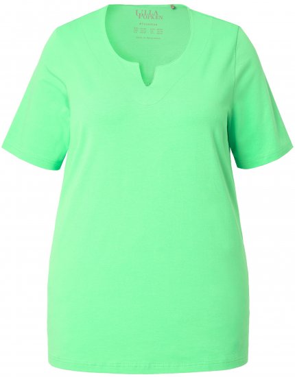 Ulla Popken Essential Notch Neck Stretch Tee Mint Green - T-shirts - 