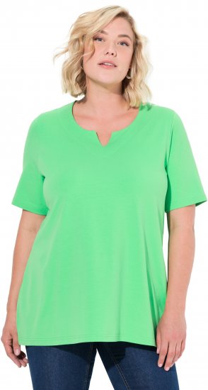 Ulla Popken Essential Notch Neck Stretch Tee Mint Green - T-shirts - 