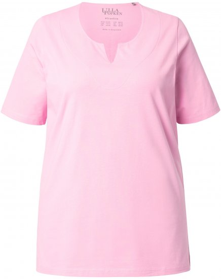 Ulla Popken Essential Notch Neck Stretch Tee Pink - T-shirts - T-shirts til kvinder