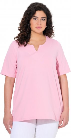 Ulla Popken Essential Notch Neck Stretch Tee Pink - T-shirts - T-shirts til kvinder