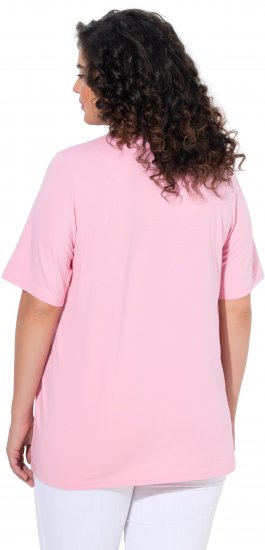 Ulla Popken Essential Notch Neck Stretch Tee Pink - T-shirts - T-shirts til kvinder