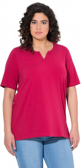 Ulla Popken Essential Notch Neck Stretch Tee Dark Raspberry - T-shirts - 