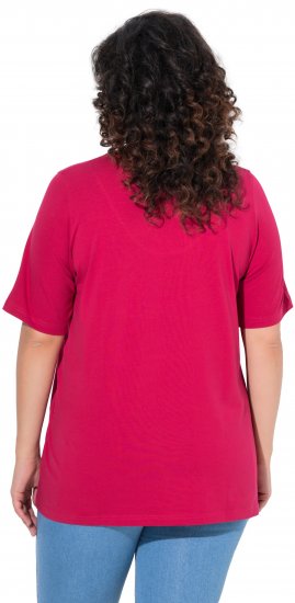 Ulla Popken Essential Notch Neck Stretch Tee Dark Raspberry - T-shirts - 