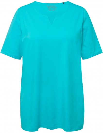 Ulla Popken Essential Notch Neck Stretch Tee Deep Aqua - T-shirts - 