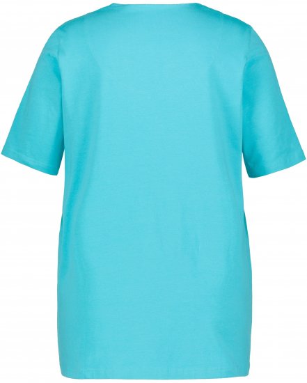 Ulla Popken Essential Notch Neck Stretch Tee Deep Aqua - T-shirts - 