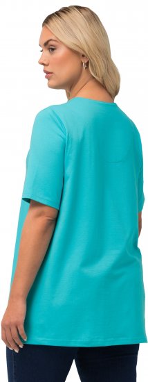 Ulla Popken Essential Notch Neck Stretch Tee Deep Aqua - T-shirts - 