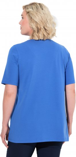 Ulla Popken Essential Notch Neck Stretch Tee Peacock Blue - T-shirts - 