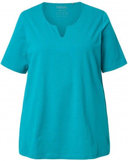 Ulla Popken Essential Notch Neck Stretch Tee Teal - T-shirts - 