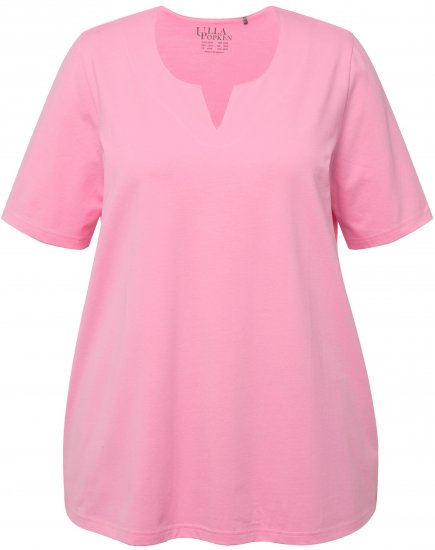 Ulla Popken Essential Notch Neck Stretch Tee Light Pink - T-shirts - 